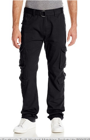 Southpole Men's Twill Washed Long Cargo Pants With Matching Belt And Pockets